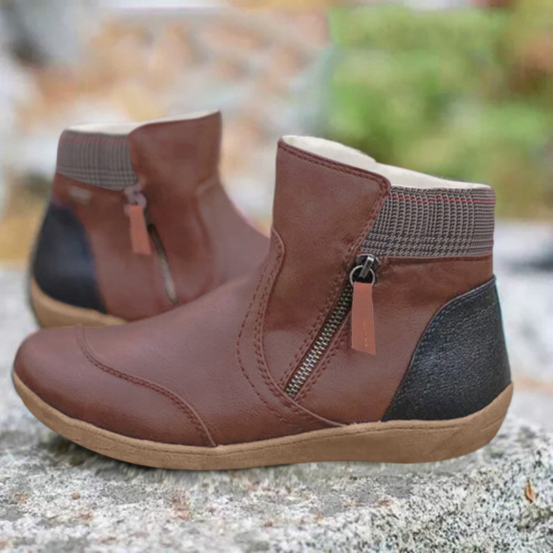 Damen Stiefeletten mit Reißverschluss und Komfortsohle-Braun-35-Luzern Mode