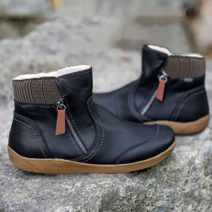 Damen Stiefeletten mit Reißverschluss und Komfortsohle-Schwarz-35-Luzern Mode