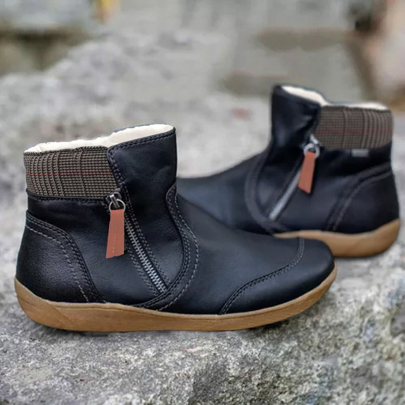 Damen Stiefeletten mit Reißverschluss und Komfortsohle-Schwarz-35-Luzern Mode