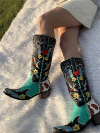 Bestickte Cowboystiefel Damen mit Blumenmuster Vintage-36-Luzern Mode