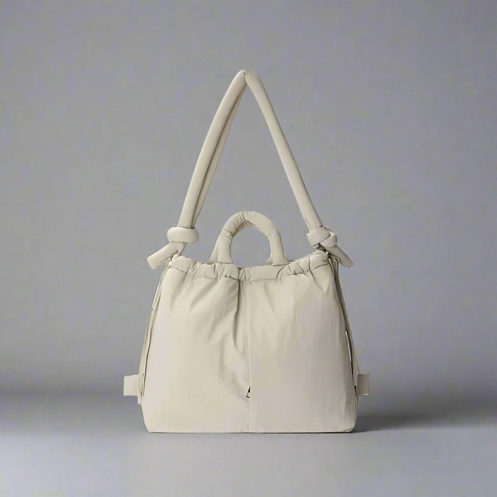 Damen Handtasche | Schultergurt | Pufferdesign | Geräumig | Fächer | Reißverschluss-Beige-Luzern Mode