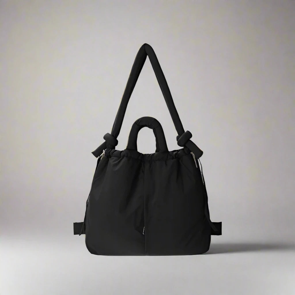 Damen Handtasche | Schultergurt | Pufferdesign | Geräumig | Fächer | Reißverschluss-Schwarz-Luzern Mode