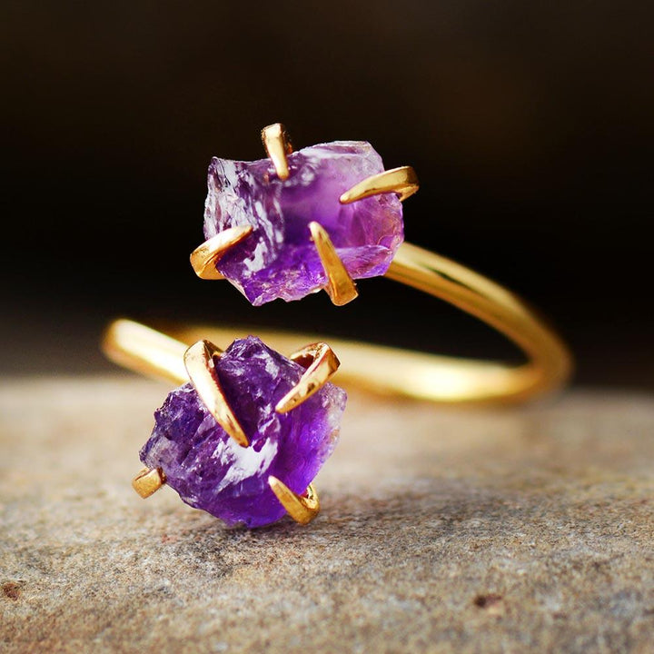 Edelsteinring | Amethyst | Quarz | Verstellbar | Silber | Natürlich | Trendy-Amethyst-Luzern Mode