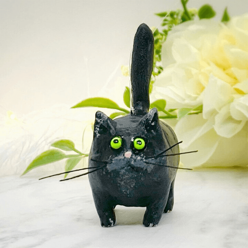 Weihnachtsornament | Katze Einzigartig Handgemacht Fröhlich Katzenliebhaber-Schwarz-Luzern Mode