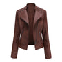 Hochwertige Damen Lederjacke mit Reißverschluss-Details-Braun-S-Luzern Mode