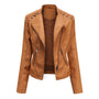 Hochwertige Damen Lederjacke mit Reißverschluss-Details-Lichtbraun-S-Luzern Mode