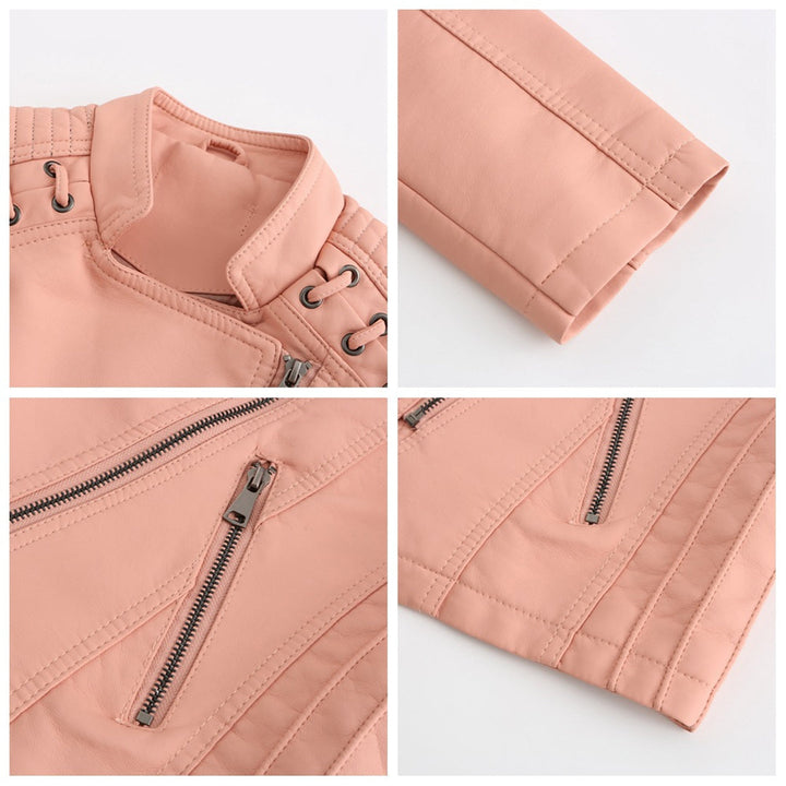 Hochwertige Damen Lederjacke mit Reißverschluss-Details-Luzern Mode