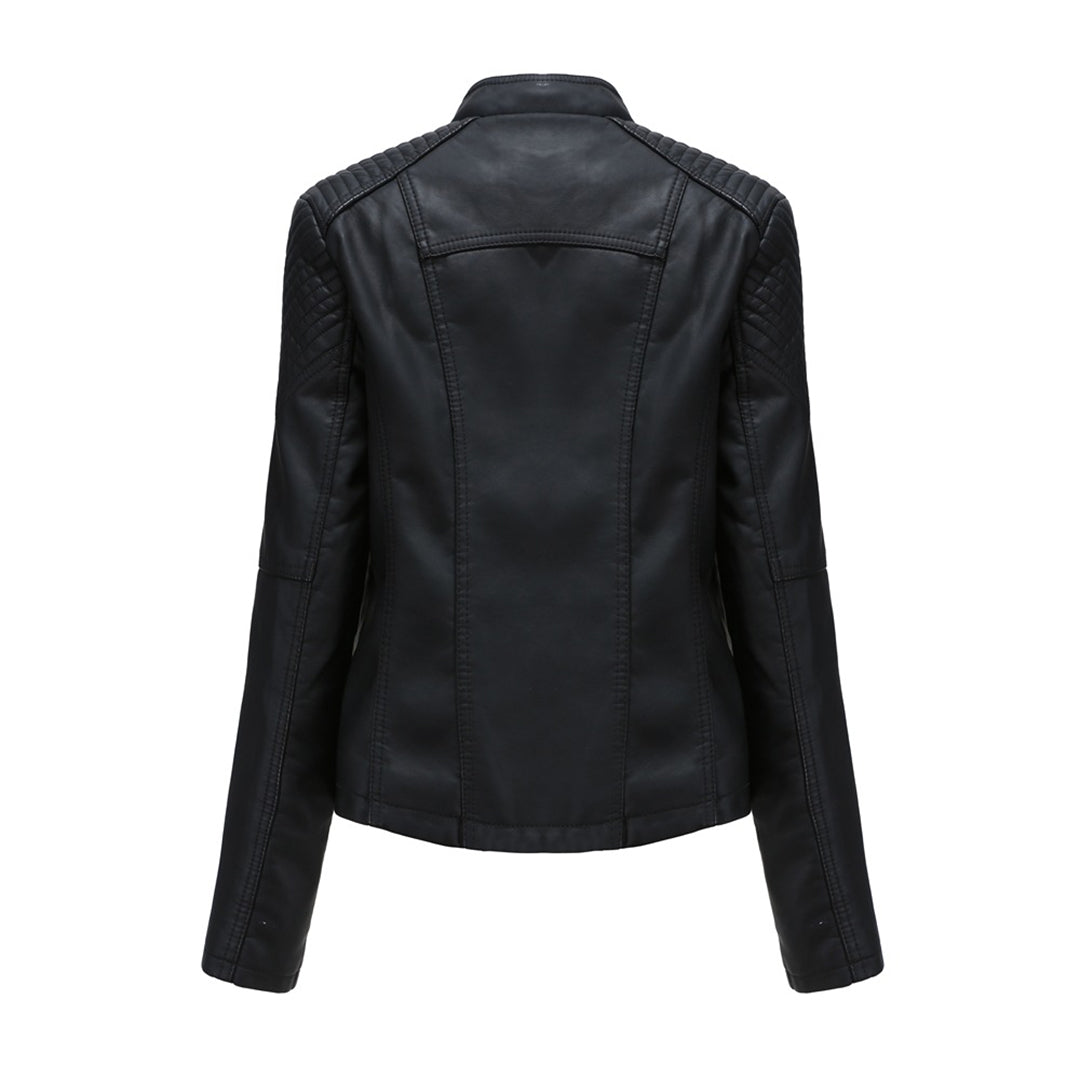 Hochwertige Damen Lederjacke mit Reißverschluss-Details-Luzern Mode