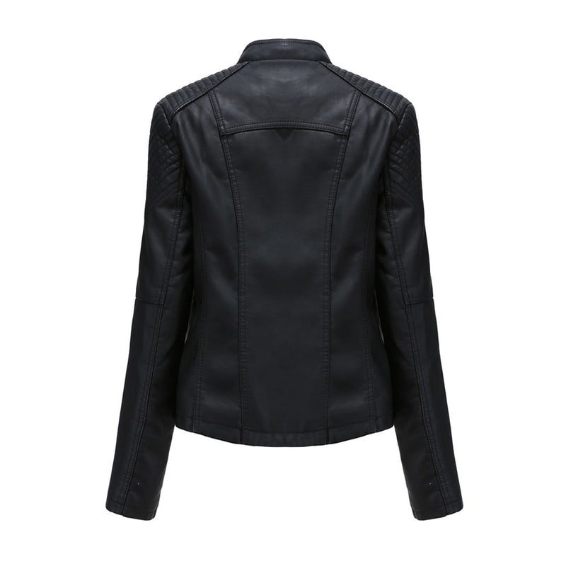 Hochwertige Damen Lederjacke mit Reißverschluss-Details-Luzern Mode