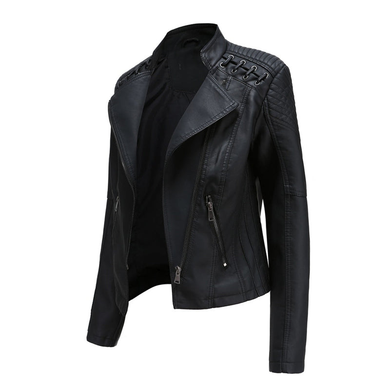 Hochwertige Damen Lederjacke mit Reißverschluss-Details-Luzern Mode