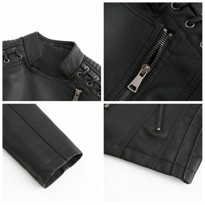Hochwertige Damen Lederjacke mit Reißverschluss-Details-Luzern Mode
