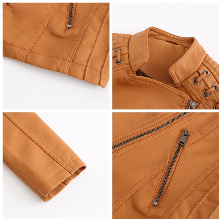 Hochwertige Damen Lederjacke mit Reißverschluss-Details-Luzern Mode