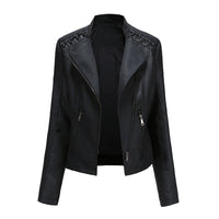 Hochwertige Damen Lederjacke mit Reißverschluss-Details-Schwarz-S-Luzern Mode