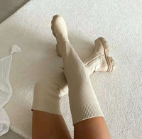 Damen Kniehohe Stiefel mit Blockabsatz und Reißverschluss-Luzern Mode