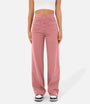 Damenhose | Hohe Taille | Elastisch | Reguläre Passform | Unifarben | Knöpfe-Rosa-S-Luzern Mode