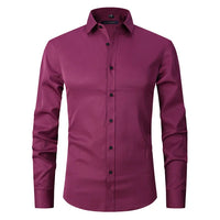 Herren Businesshemd Slim Fit - Elegantes Langarmhemd-Dunkelrosa-S-Luzern Mode