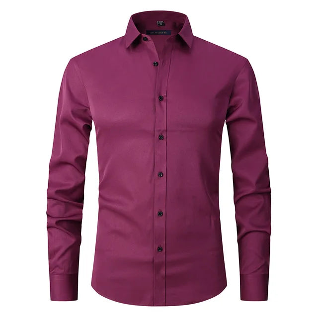 Herren Businesshemd Slim Fit - Elegantes Langarmhemd-Dunkelrosa-S-Luzern Mode