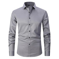 Herren Businesshemd Slim Fit - Elegantes Langarmhemd-Grau-S-Luzern Mode