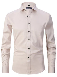 Herren Businesshemd Slim Fit - Elegantes Langarmhemd-Khaki-S-Luzern Mode
