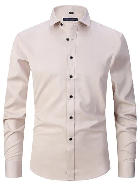 Herren Businesshemd Slim Fit - Elegantes Langarmhemd-Khaki-S-Luzern Mode