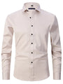 Herren Businesshemd Slim Fit - Elegantes Langarmhemd-Khaki-S-Luzern Mode
