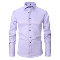 Herren Businesshemd Slim Fit - Elegantes Langarmhemd-Lila-S-Luzern Mode