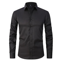 Herren Businesshemd Slim Fit - Elegantes Langarmhemd-Schwarz-S-Luzern Mode