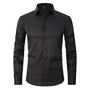 Herren Businesshemd Slim Fit - Elegantes Langarmhemd-Schwarz-S-Luzern Mode