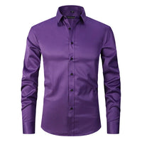 Herren Businesshemd Slim Fit - Elegantes Langarmhemd-Violett-S-Luzern Mode