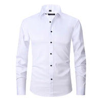 Herren Businesshemd Slim Fit - Elegantes Langarmhemd-Wit-S-Luzern Mode
