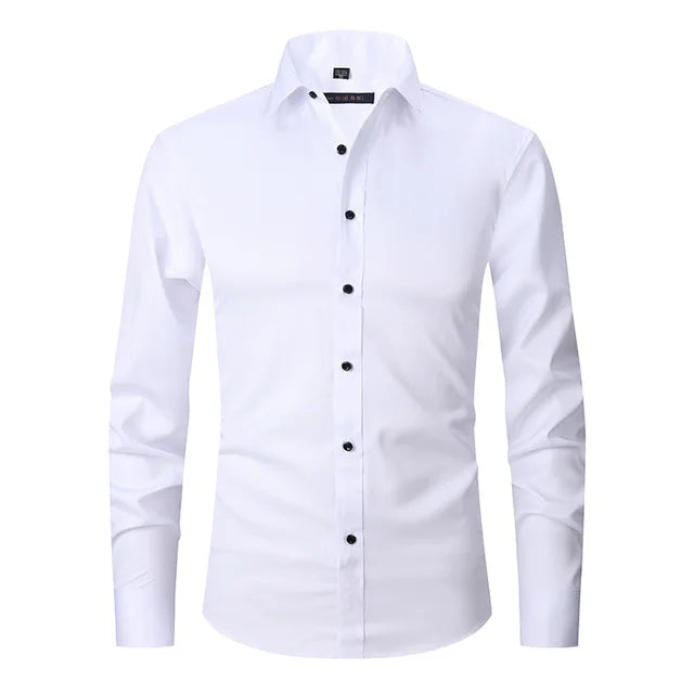 Herren Businesshemd Slim Fit - Elegantes Langarmhemd-Wit-S-Luzern Mode