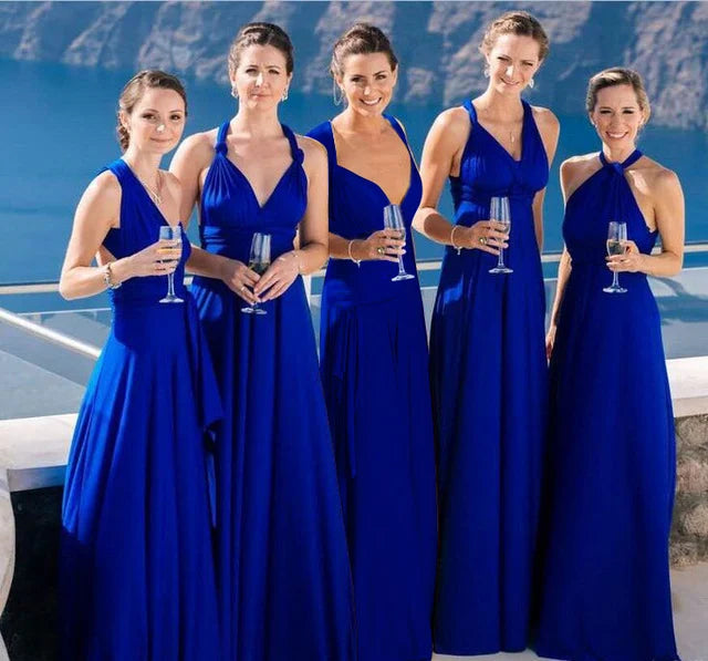 Elegantes Abendkleid Damen - Langes Maxikleid Festlich-Blau-XS-Luzern Mode
