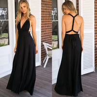 Elegantes Abendkleid Damen - Langes Maxikleid Festlich-Schwarz-XS-Luzern Mode