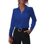 Damen Chiffonbluse | Leicht | Lange Ärmel | Regular Fit | Einfarbig-Dunkelblau-S-Luzern Mode