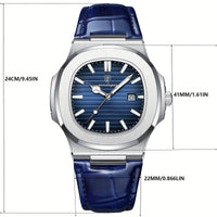 Luxus Herrenuhr mit Lederarmband und Datumsanzeige-Luzern Mode