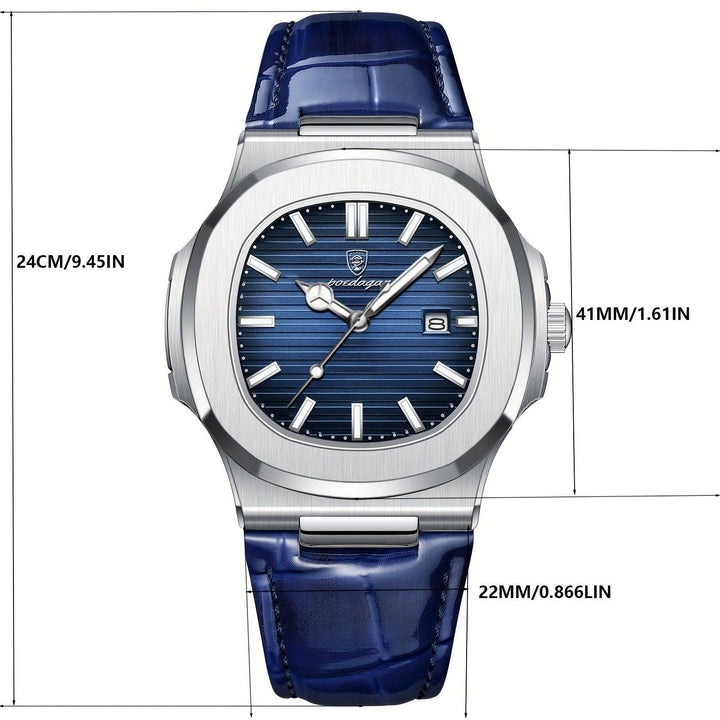 Luxus Herrenuhr mit Lederarmband und Datumsanzeige-Luzern Mode