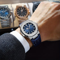 Luxus Herrenuhr mit Lederarmband und Datumsanzeige-Luzern Mode