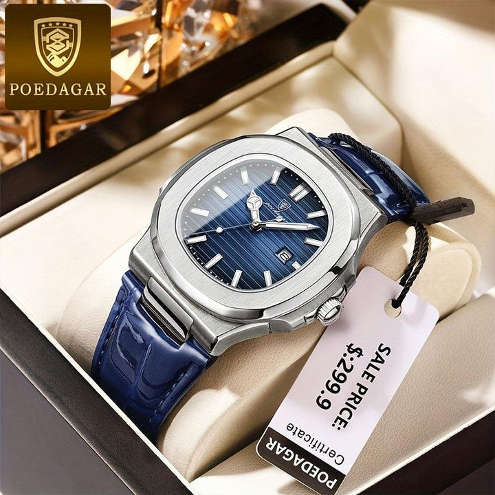 Luxus Herrenuhr mit Lederarmband und Datumsanzeige-Luzern Mode