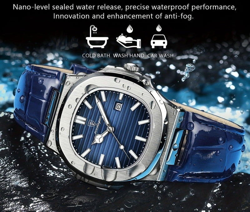 Luxus Herrenuhr mit Lederarmband und Datumsanzeige-Luzern Mode