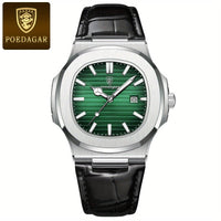 Luxus Herrenuhr mit Lederarmband und Datumsanzeige-Grün / Schwarz-Luzern Mode