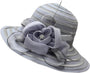 Damen Sonnenhut | Breite Krempe | Blumendetail | Einfarbig | Organza-Grau-Luzern Mode