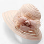Damen Sonnenhut | Breite Krempe | Blumendetail | Einfarbig | Organza-Rosa-Luzern Mode