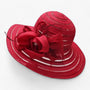 Damen Sonnenhut | Breite Krempe | Blumendetail | Einfarbig | Organza-Rot-Luzern Mode