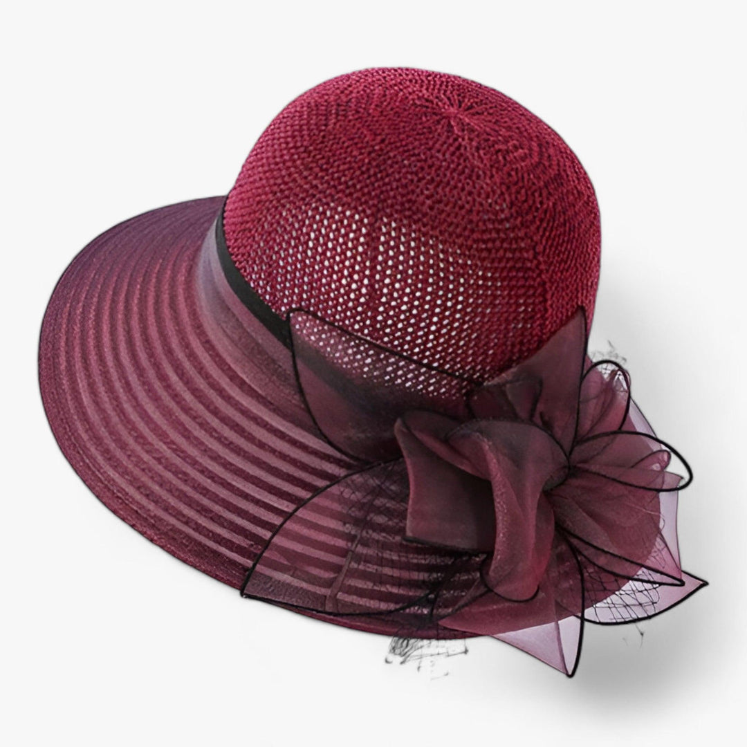 Damen Sonnenhut | Breiter Krempe | Sonnenschutz | Einfarbig | Rund-Rot-Luzern Mode