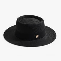 Damen Strohhut | Rund | Strohgeflecht | Einfarbig | Atmungsaktiv-Schwartz-Luzern Mode