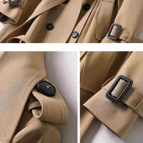 Damen Trenchcoat | Doppelknöpfen | Einfarbig | Knielang | Leicht-Luzern Mode