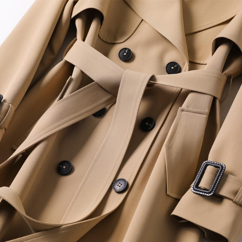 Damen Trenchcoat | Doppelknöpfen | Einfarbig | Knielang | Leicht-Luzern Mode