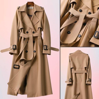 Damen Trenchcoat | Doppelknöpfen | Einfarbig | Knielang | Leicht-Luzern Mode