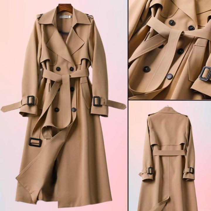 Damen Trenchcoat | Doppelknöpfen | Einfarbig | Knielang | Leicht-Luzern Mode
