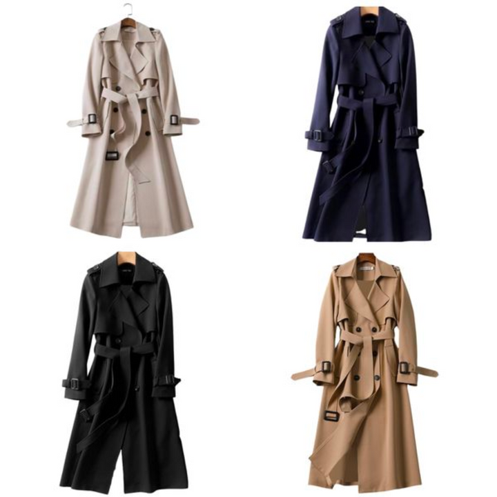Damen Trenchcoat | Doppelknöpfen | Einfarbig | Knielang | Leicht-Luzern Mode